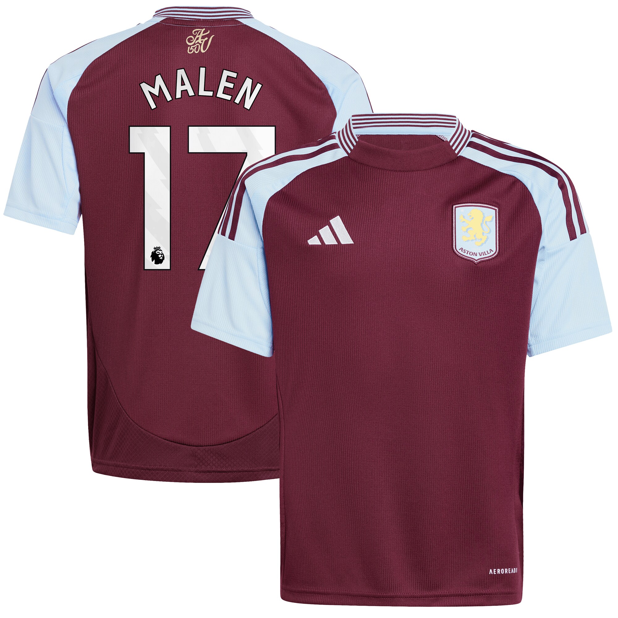 Aston Villa aston villa adidas home shirt 2024-25 – kids with malen 17 printing Collection | AVFC Jerseys & Fan Gear