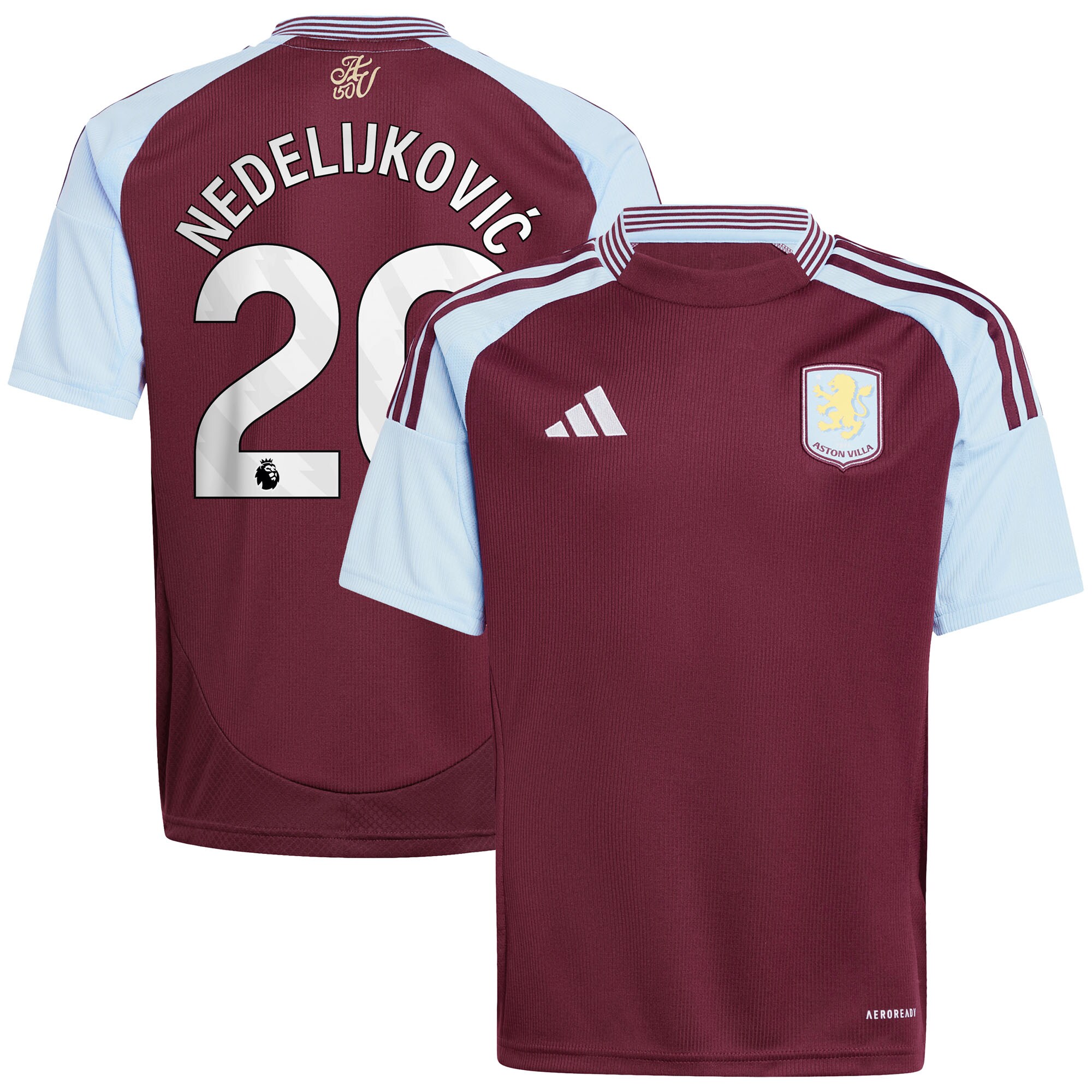 Aston Villa aston villa adidas home shirt 2024-25 – kids with nedeljković 20 printing Collection | AVFC Jerseys & Fan Gear