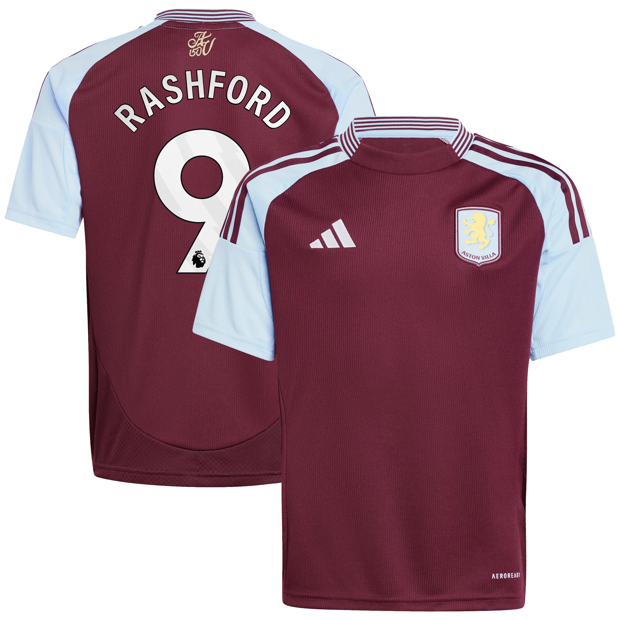 Aston Villa aston villa adidas home shirt 2024-25 – kids with rashford 9 printing Collection | AVFC Jerseys & Fan Gear