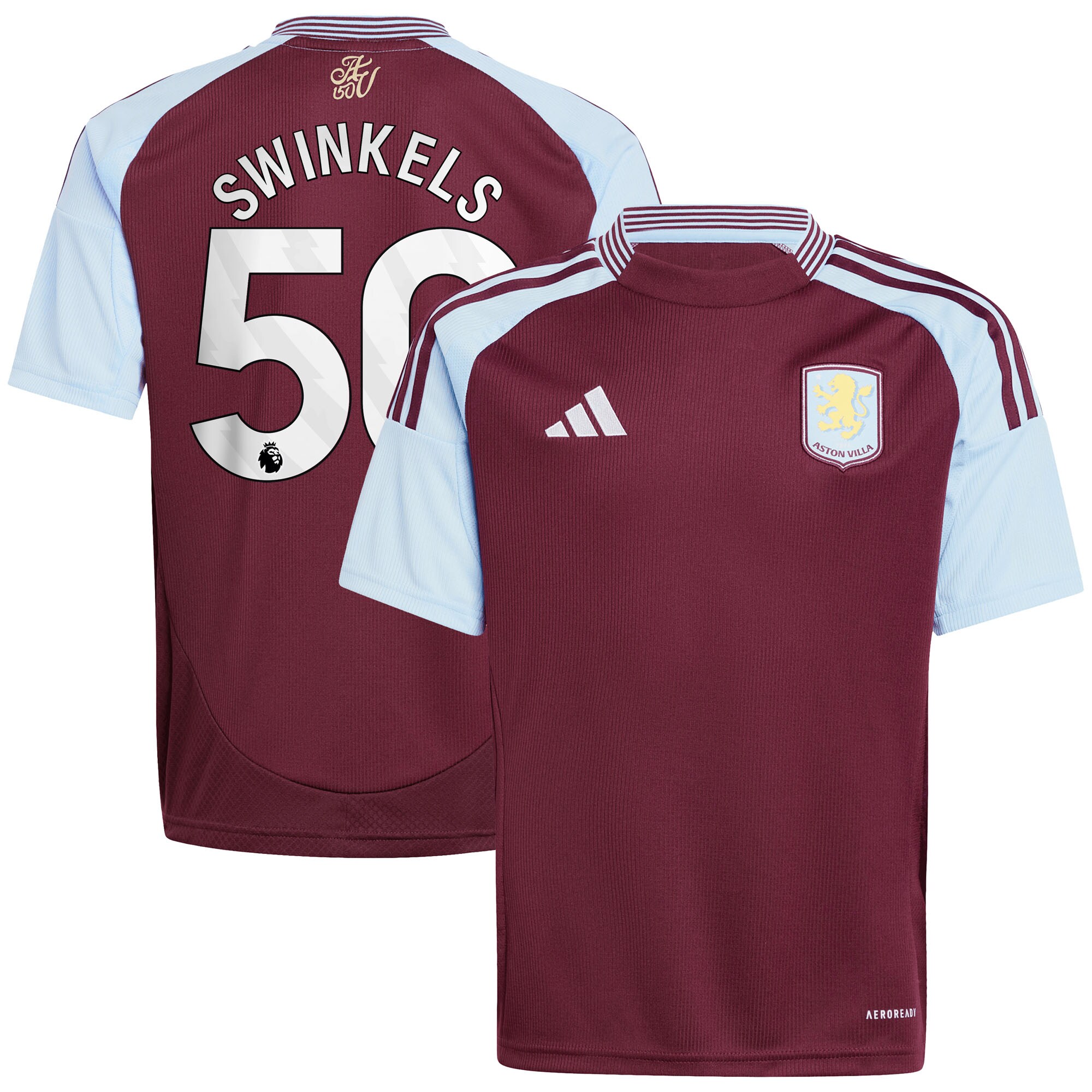 Aston Villa aston villa adidas home shirt 2024-25 – kids with swinkels 50 printing Collection | AVFC Jerseys & Fan Gear