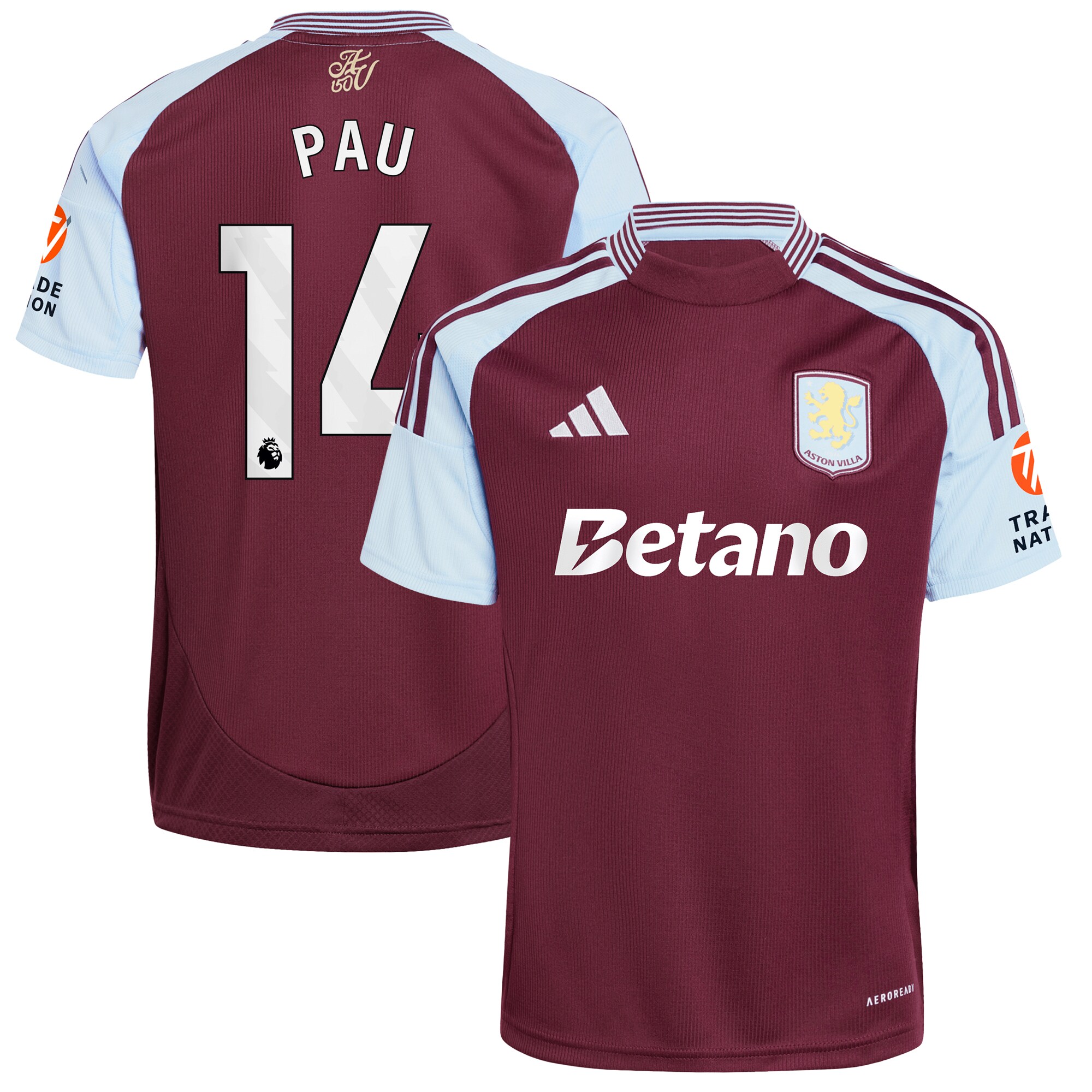 Aston Villa aston villa adidas home shirt 2024-25 with pau 14 printing Collection | AVFC Jerseys & Fan Gear