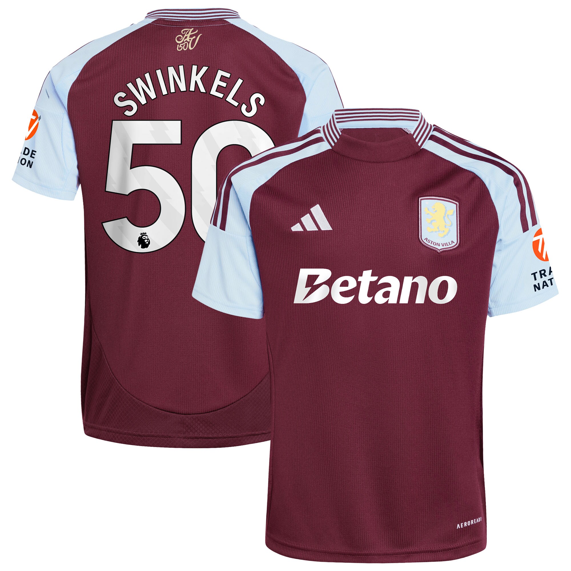 Aston Villa aston villa adidas home shirt 2024-25 with swinkels 50 printing Collection | AVFC Jerseys & Fan Gear