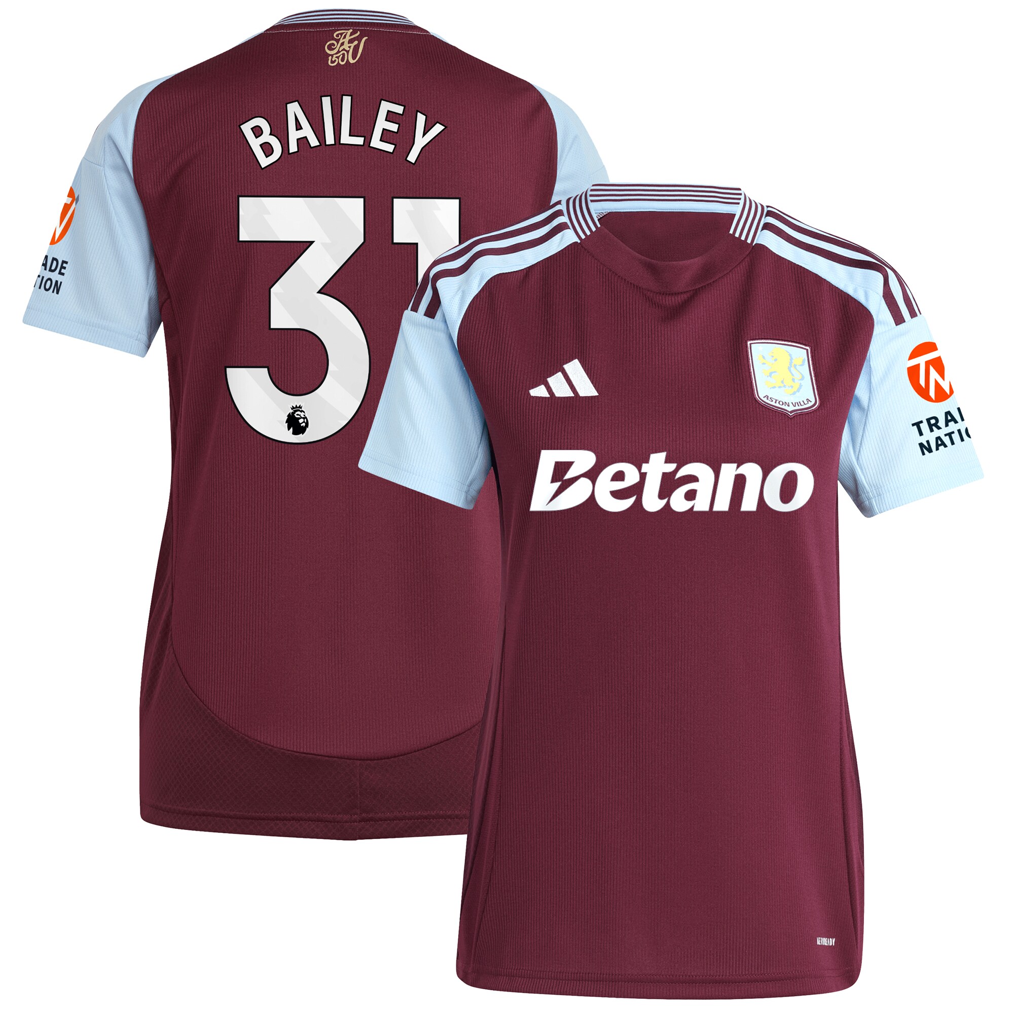 Aston Villa aston villa adidas home shirt 2024-25 – womens with bailey 31 printing Collection | AVFC Jerseys & Fan Gear