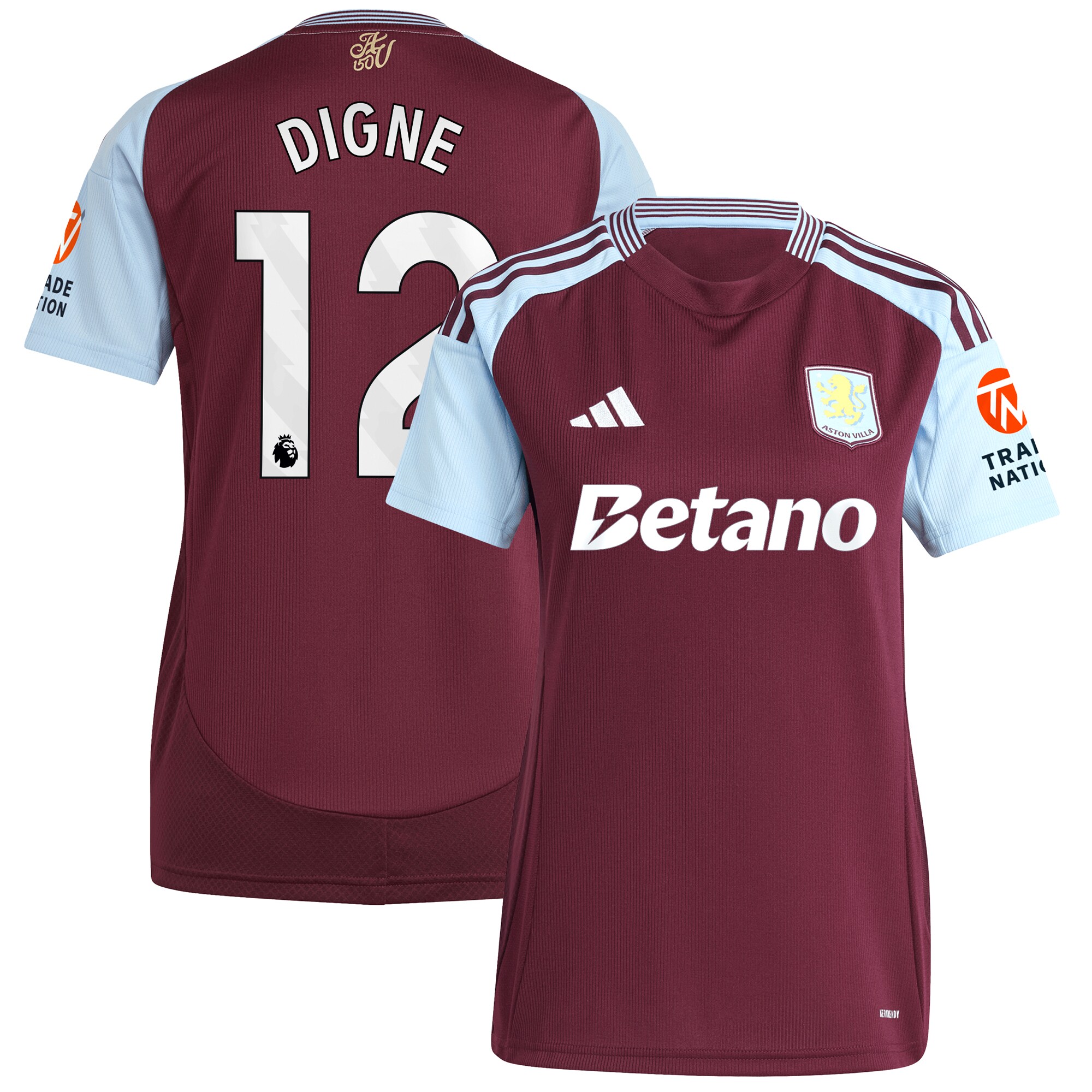 Aston Villa aston villa adidas home shirt 2024-25 – womens with digne 12 printing Collection | AVFC Jerseys & Fan Gear