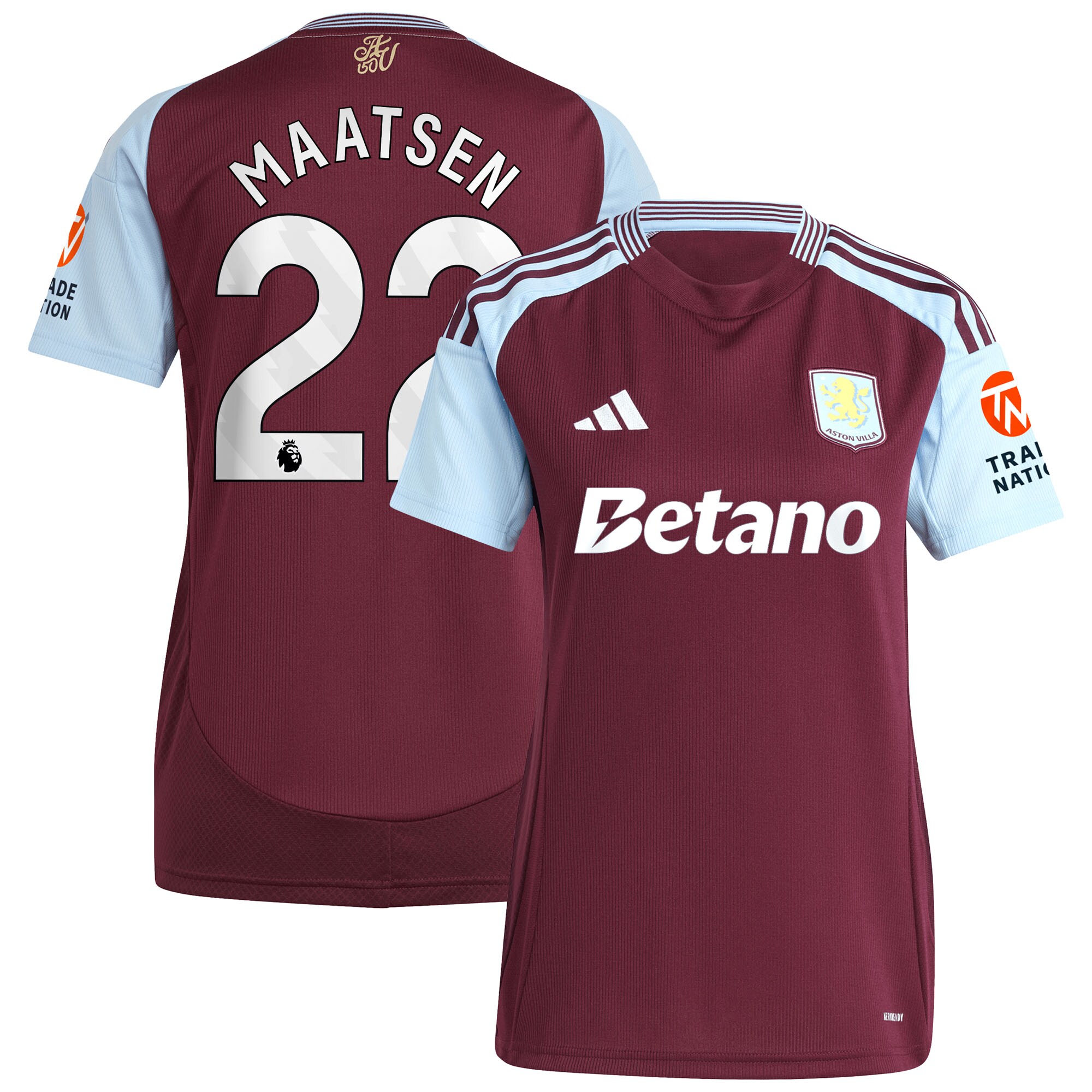 Aston Villa aston villa adidas home shirt 2024-25 – womens with maatsen 22 printing Collection | AVFC Jerseys & Fan Gear