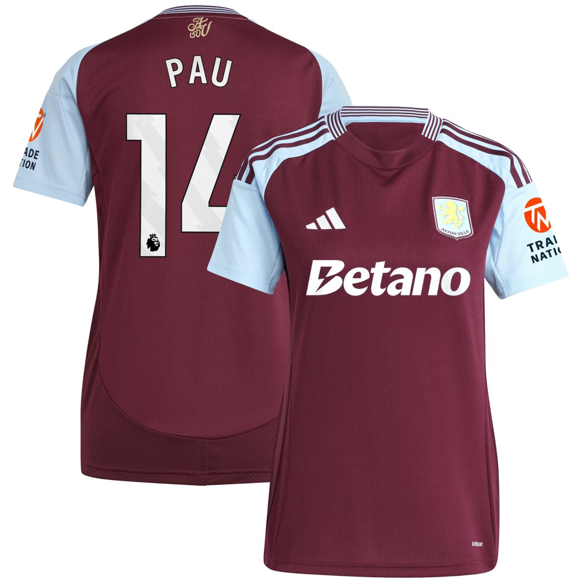 Aston Villa aston villa adidas home shirt 2024-25 – womens with pau 14 printing Collection | AVFC Jerseys & Fan Gear