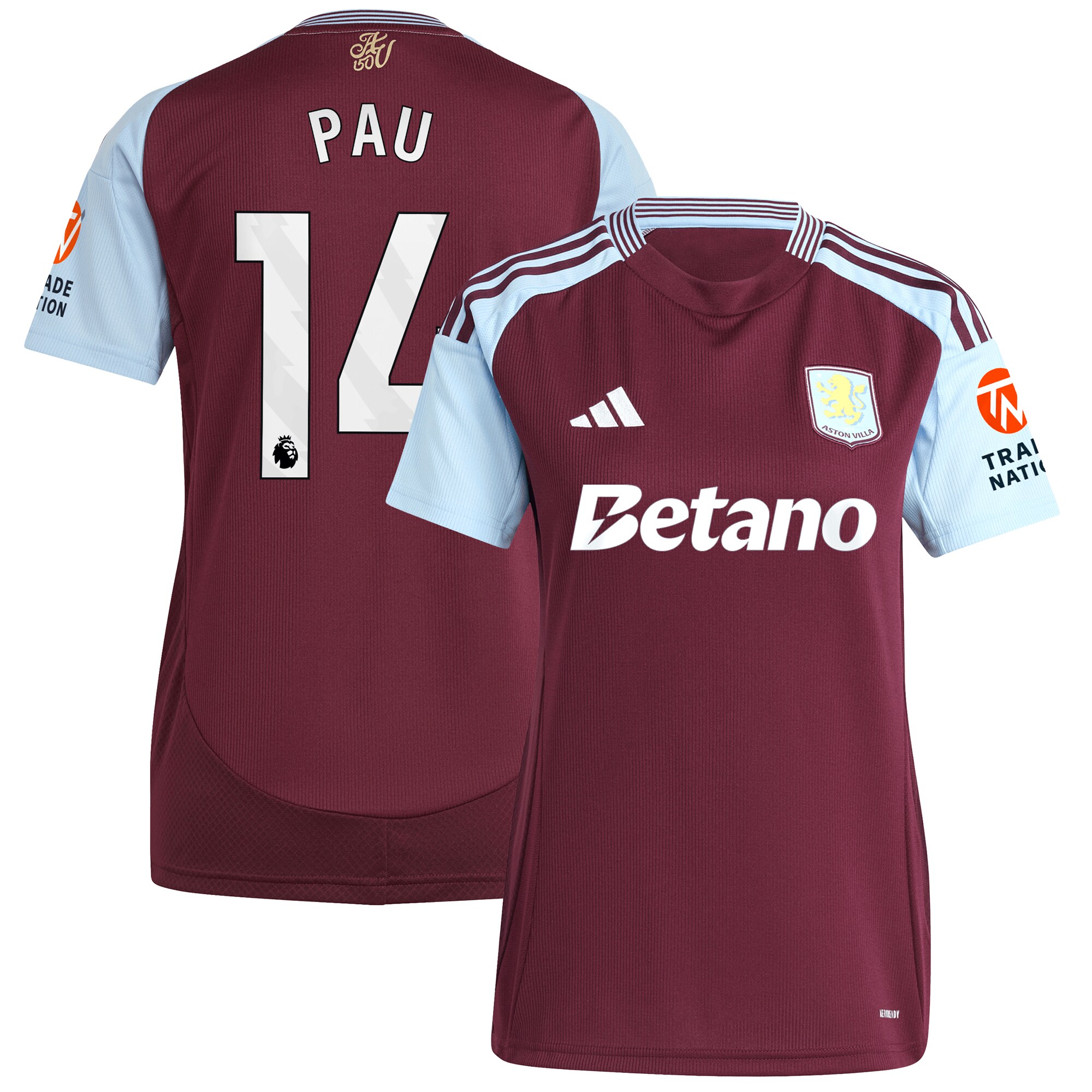 Aston Villa aston villa adidas home shirt 2024-25 – womens with pau 14 printing Collection | AVFC Jerseys & Fan Gear