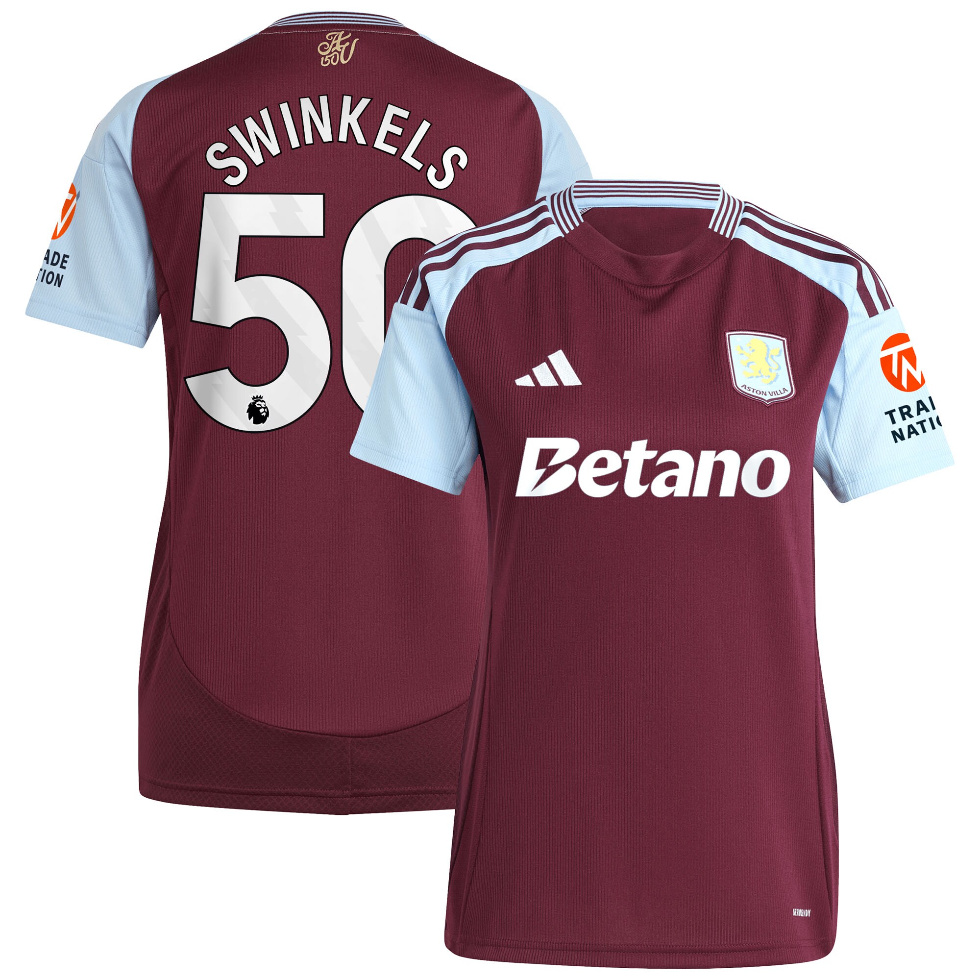 Aston Villa aston villa adidas home shirt 2024-25 – womens with swinkels 50 printing Collection | AVFC Jerseys & Fan Gear