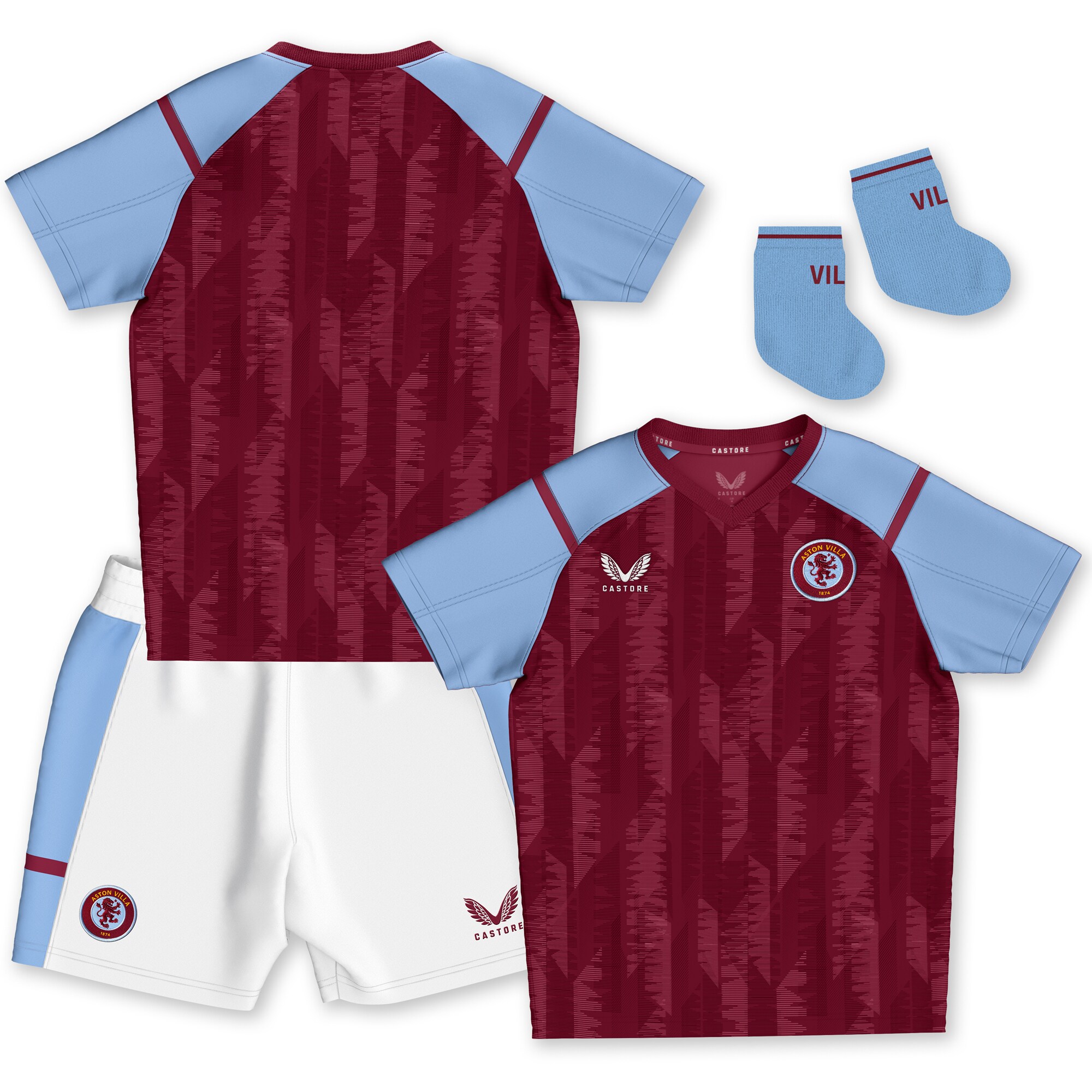 Aston Villa aston villa castore home baby kit 2023-24 with custom printing Collection | AVFC Jerseys & Fan Gear