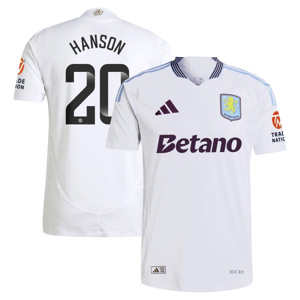 Aston Villa aston villa wsl adidas away authentic shirt 2024-25 with hanson 20 printing Collection | AVFC Jerseys & Fan Gear