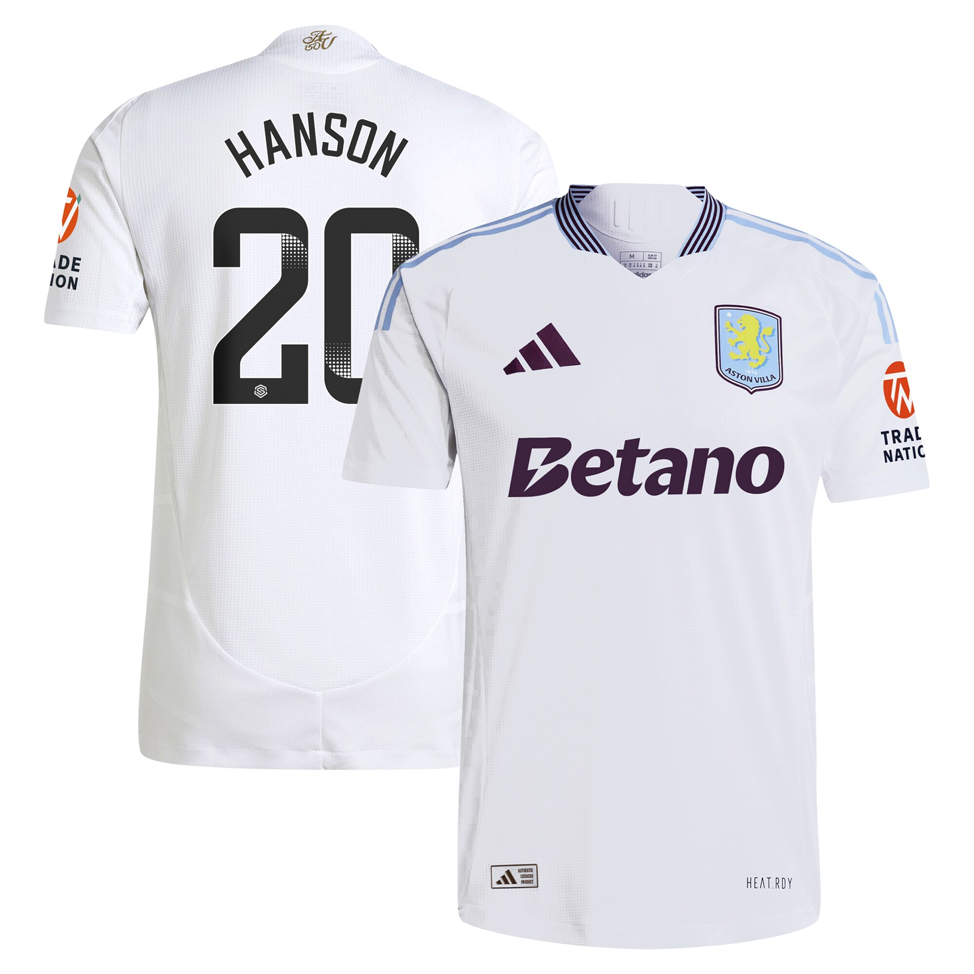 Aston Villa aston villa wsl adidas away authentic shirt 2024-25 with hanson 20 printing Collection | AVFC Jerseys & Fan Gear
