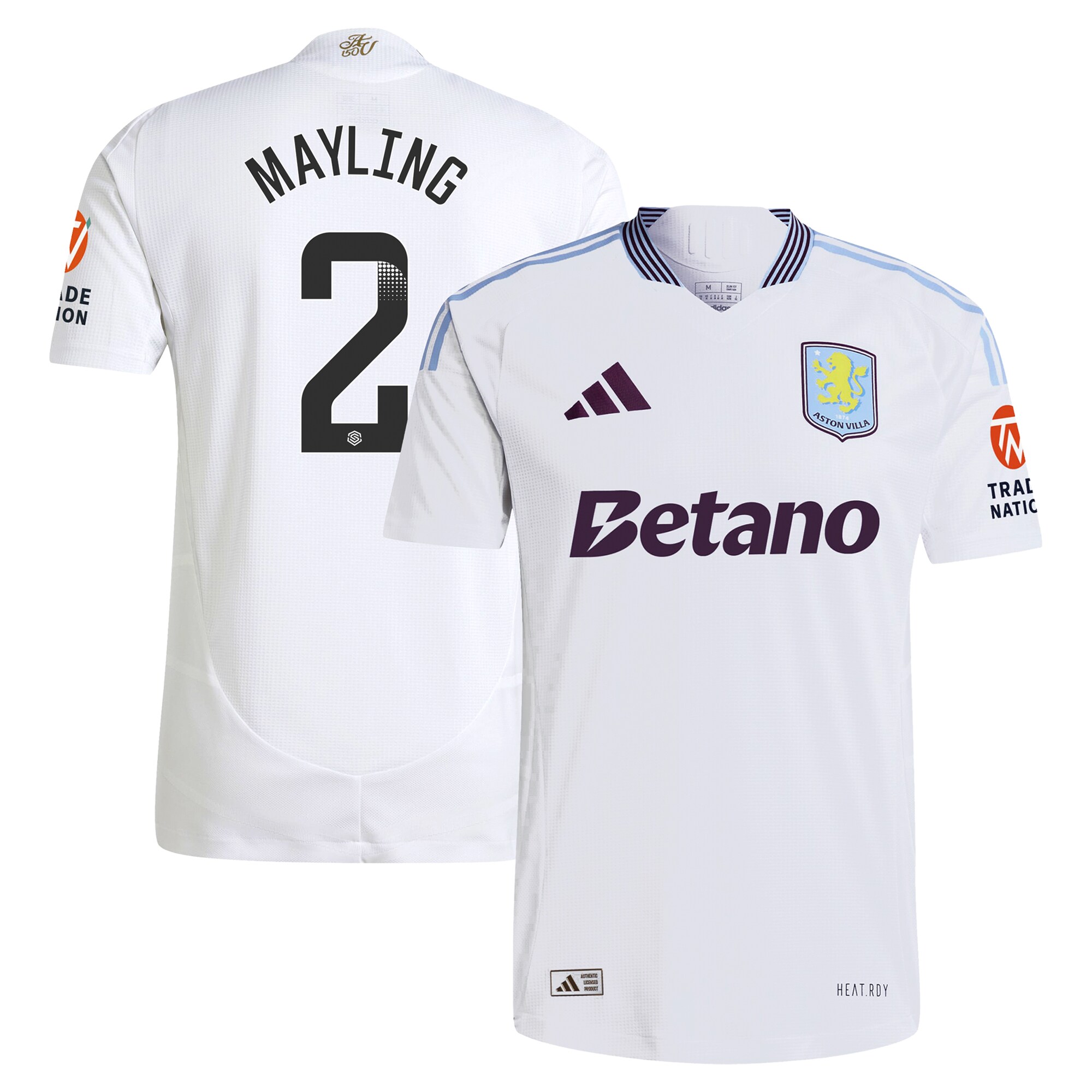 Aston Villa aston villa wsl adidas away authentic shirt 2024-25 with mayling 2 printing Collection | AVFC Jerseys & Fan Gear