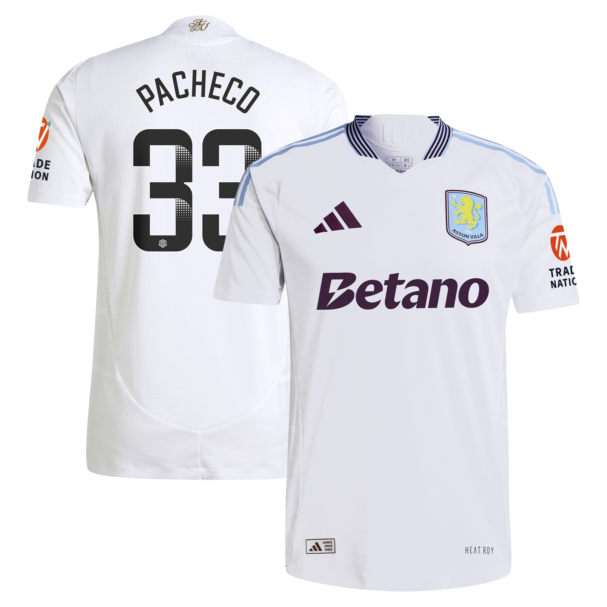 Aston Villa aston villa wsl adidas away authentic shirt 2024-25 with pacheco 33 printing Collection | AVFC Jerseys & Fan Gear