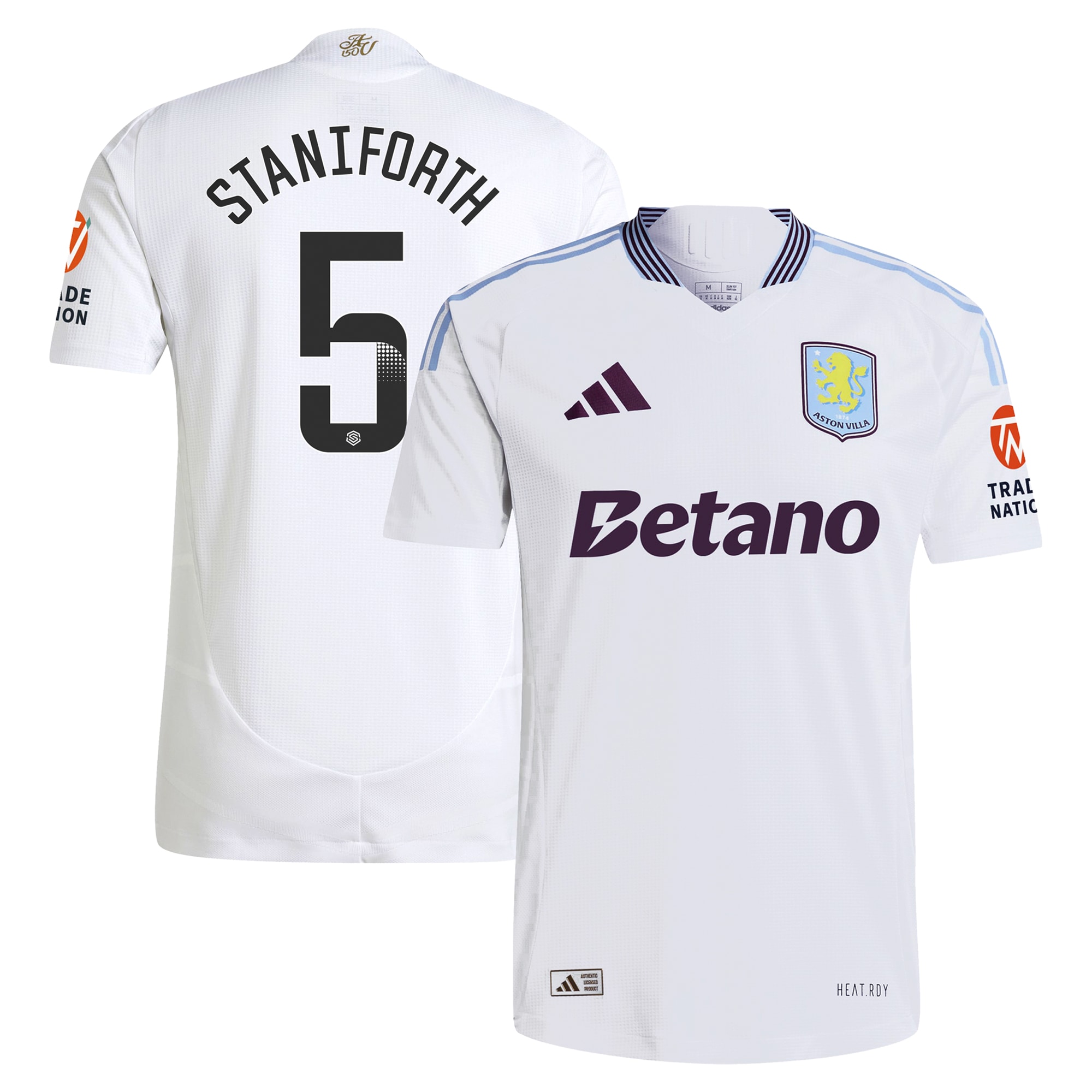 Aston Villa aston villa wsl adidas away authentic shirt 2024-25 with staniforth 5 printing Collection | AVFC Jerseys & Fan Gear