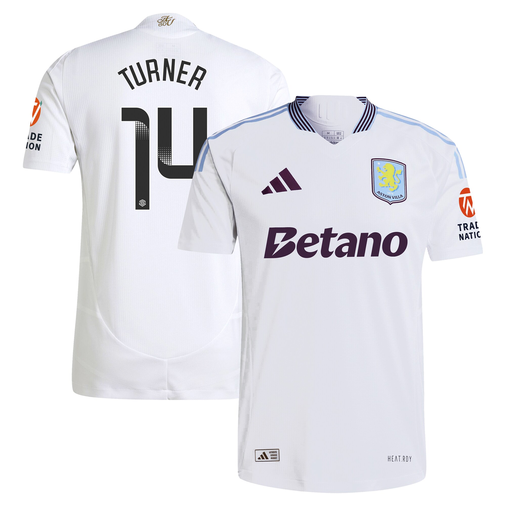 Aston Villa aston villa wsl adidas away authentic shirt 2024-25 with turner 14 printing Collection | AVFC Jerseys & Fan Gear