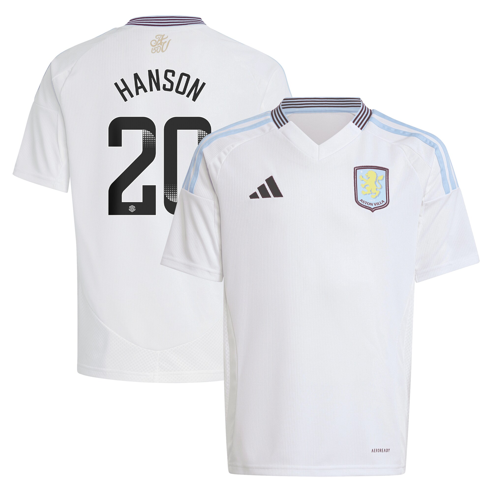 Aston Villa aston villa wsl adidas away shirt 2024-25 – kids with hanson 20 printing Collection | AVFC Jerseys & Fan Gear