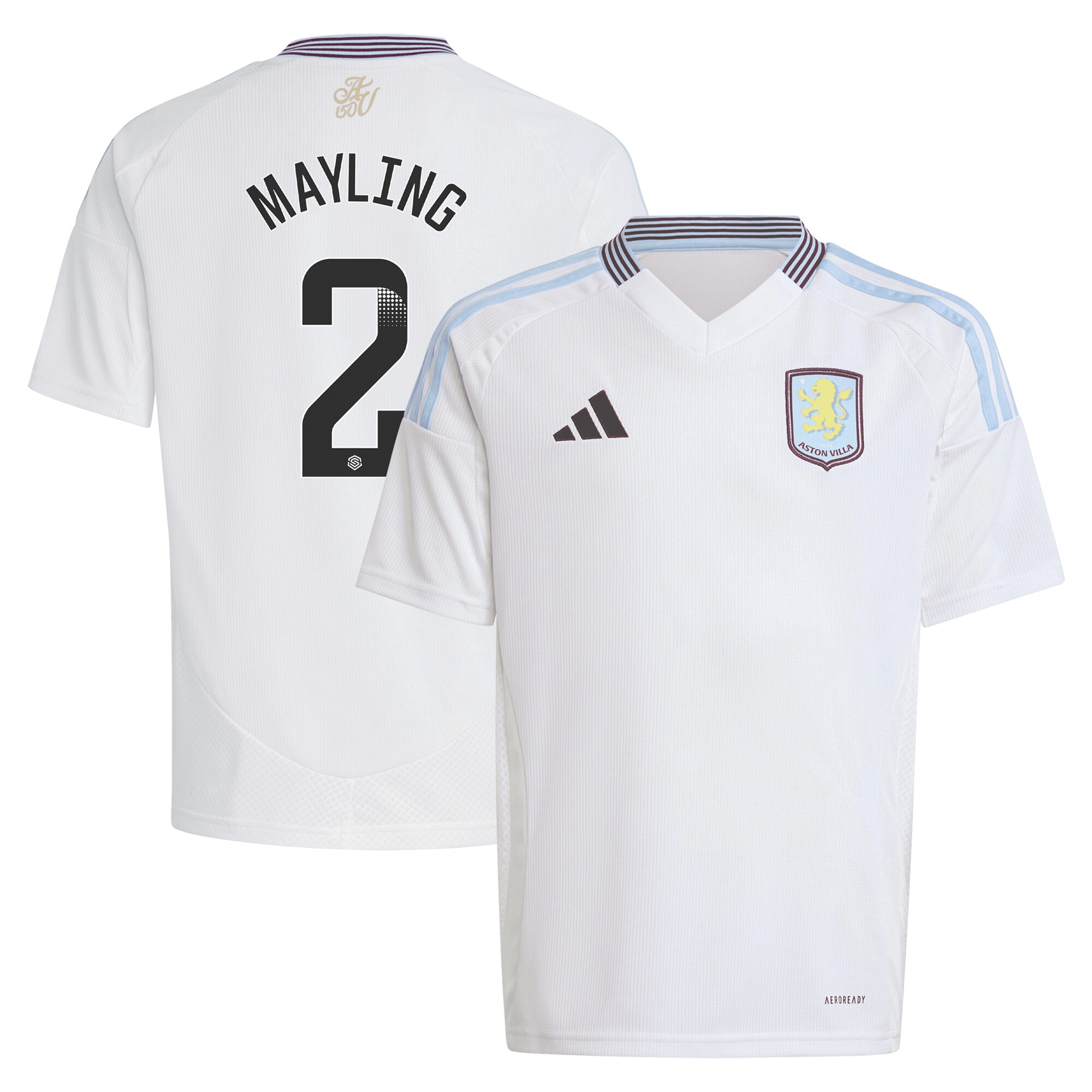 Aston Villa aston villa wsl adidas away shirt 2024-25 – kids with mayling 2 printing Collection | AVFC Jerseys & Fan Gear