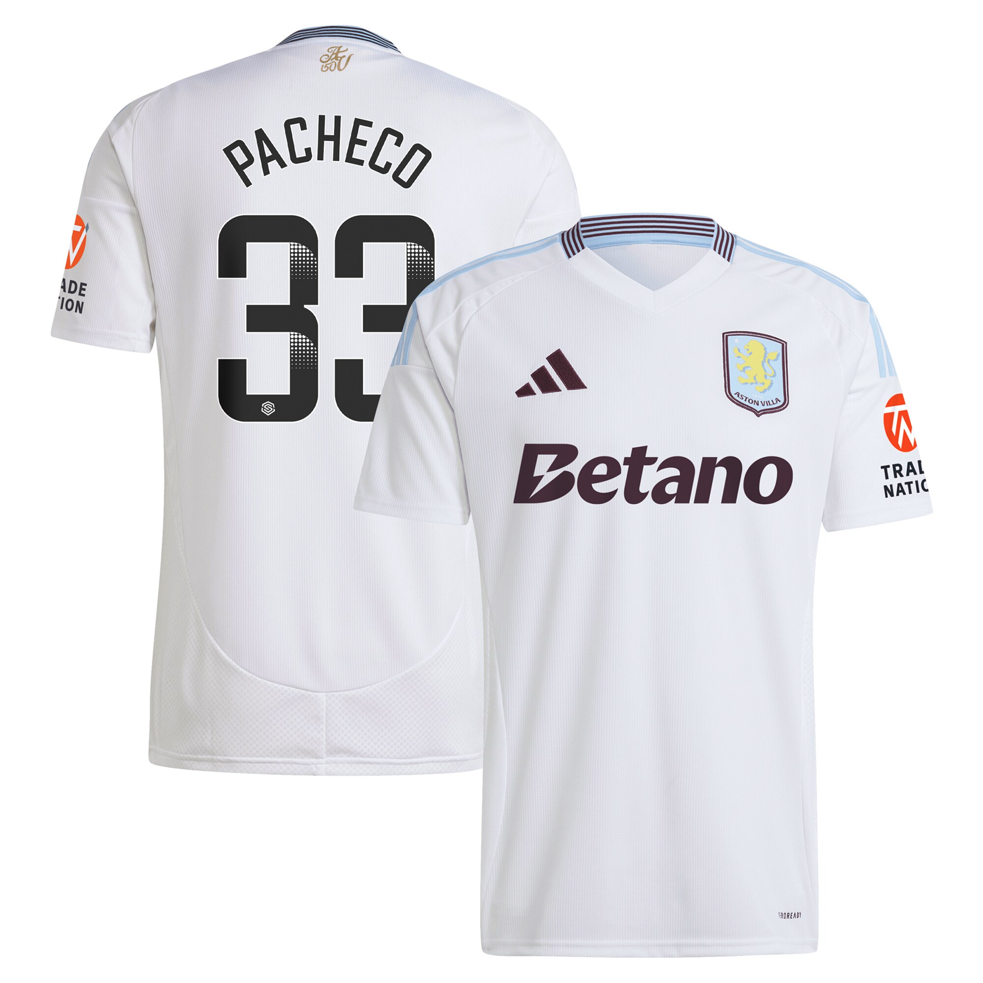Aston Villa aston villa wsl adidas away shirt 2024-25 with pacheco 33 printing Collection | AVFC Jerseys & Fan Gear