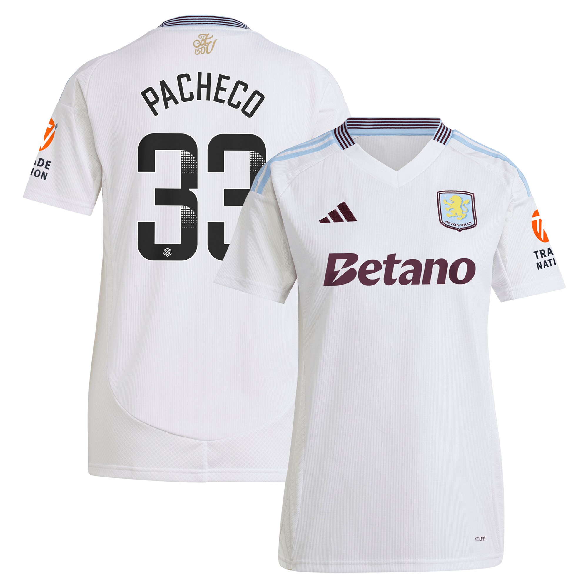 Aston Villa aston villa wsl adidas away shirt 2024-25 – womens with pacheco 33 printing Collection | AVFC Jerseys & Fan Gear
