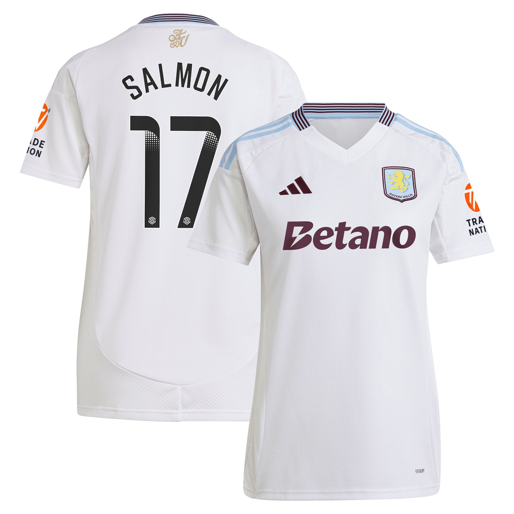 Aston Villa aston villa wsl adidas away shirt 2024-25 – womens with salmon 17 printing Collection | AVFC Jerseys & Fan Gear