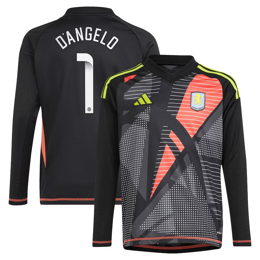 Aston Villa aston villa wsl adidas goalkeeper shirt 2024-25 – long sleeve – kids with d8217angelo 1 printing Collection | AVFC Jerseys & Fan Gear