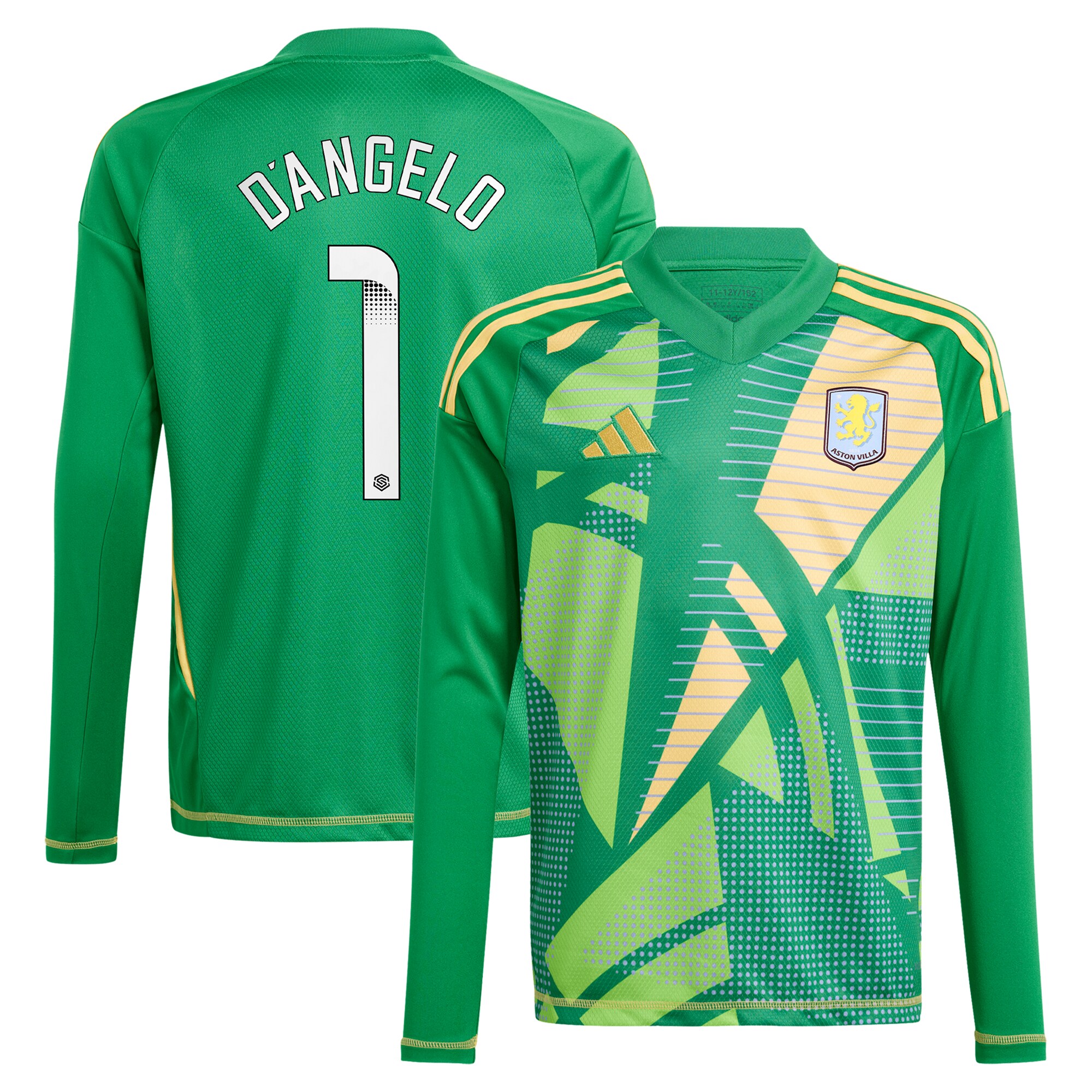 Aston Villa aston villa wsl adidas goalkeeper shirt 2024-25 – long sleeve – kids with dangelo 1 printing – 202712206-01 Collection | AVFC Jerseys & Fan Gear