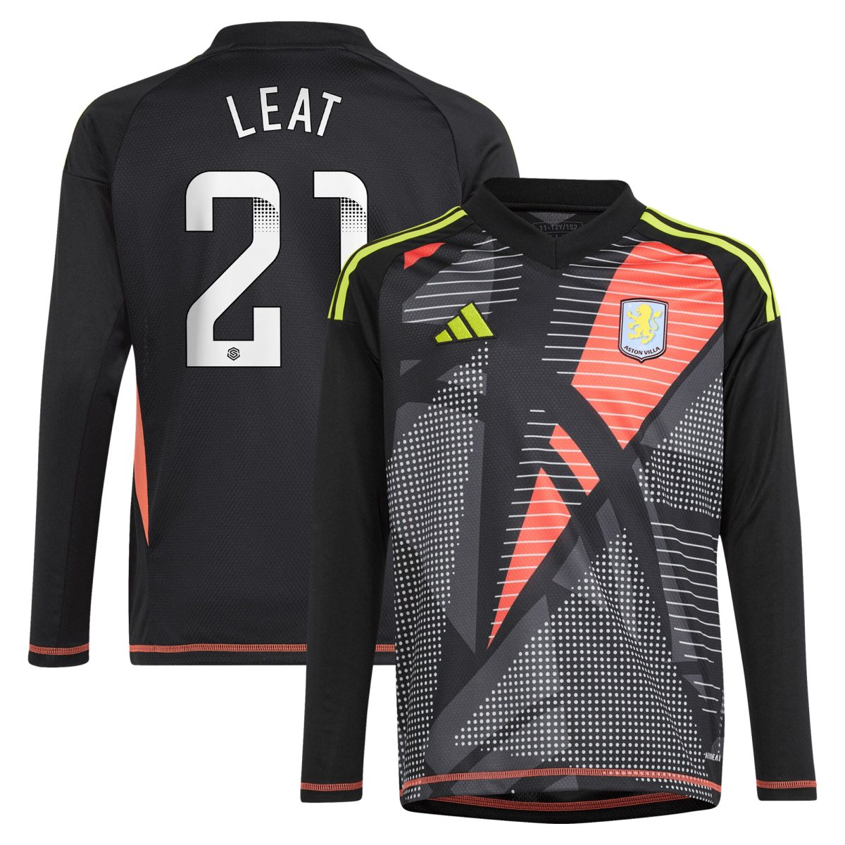 Aston Villa aston villa wsl adidas goalkeeper shirt 2024-25 – long sleeve – kids with leat 21 printing Collection | AVFC Jerseys & Fan Gear