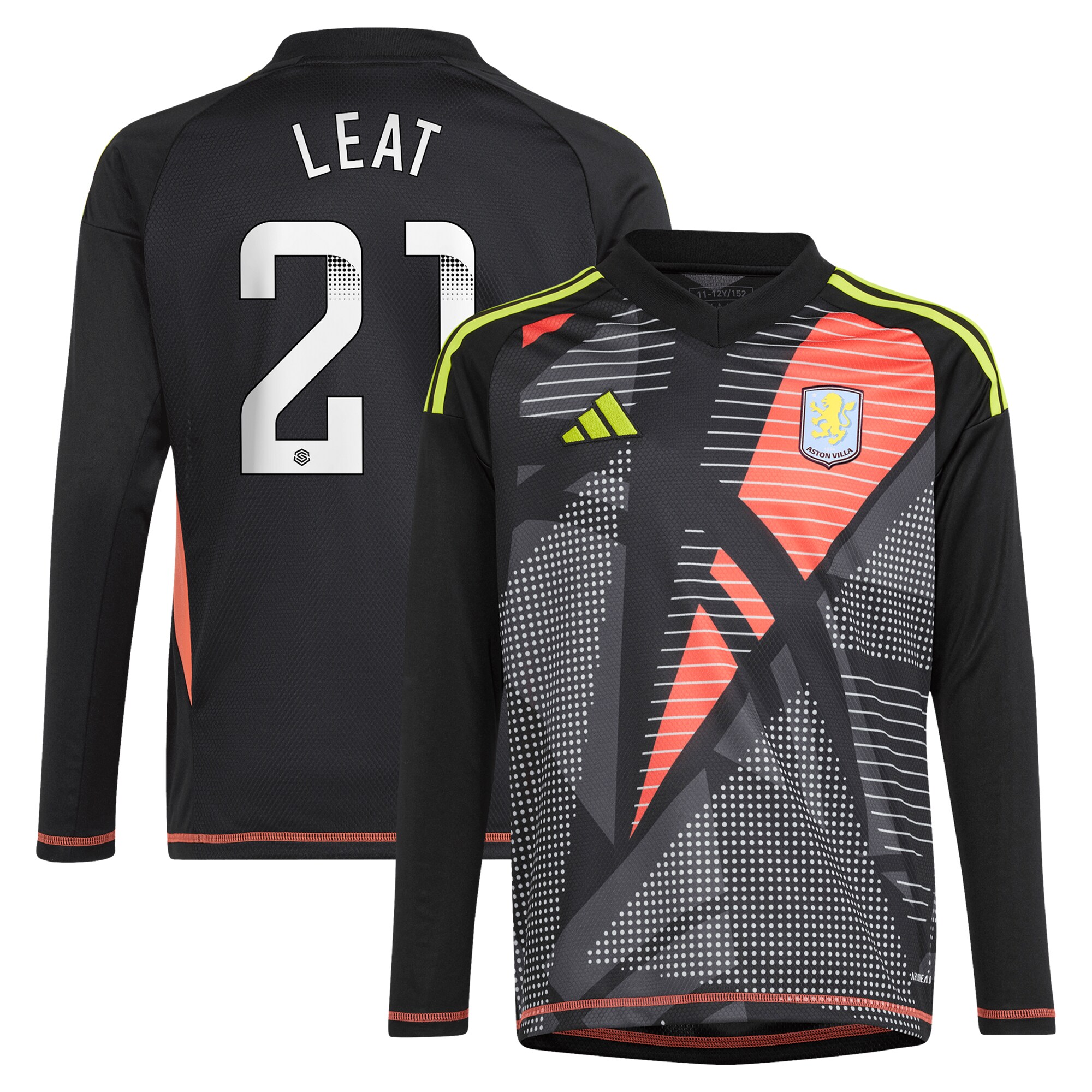 Aston Villa aston villa wsl adidas goalkeeper shirt 2024-25 – long sleeve – kids with leat 21 printing Collection | AVFC Jerseys & Fan Gear