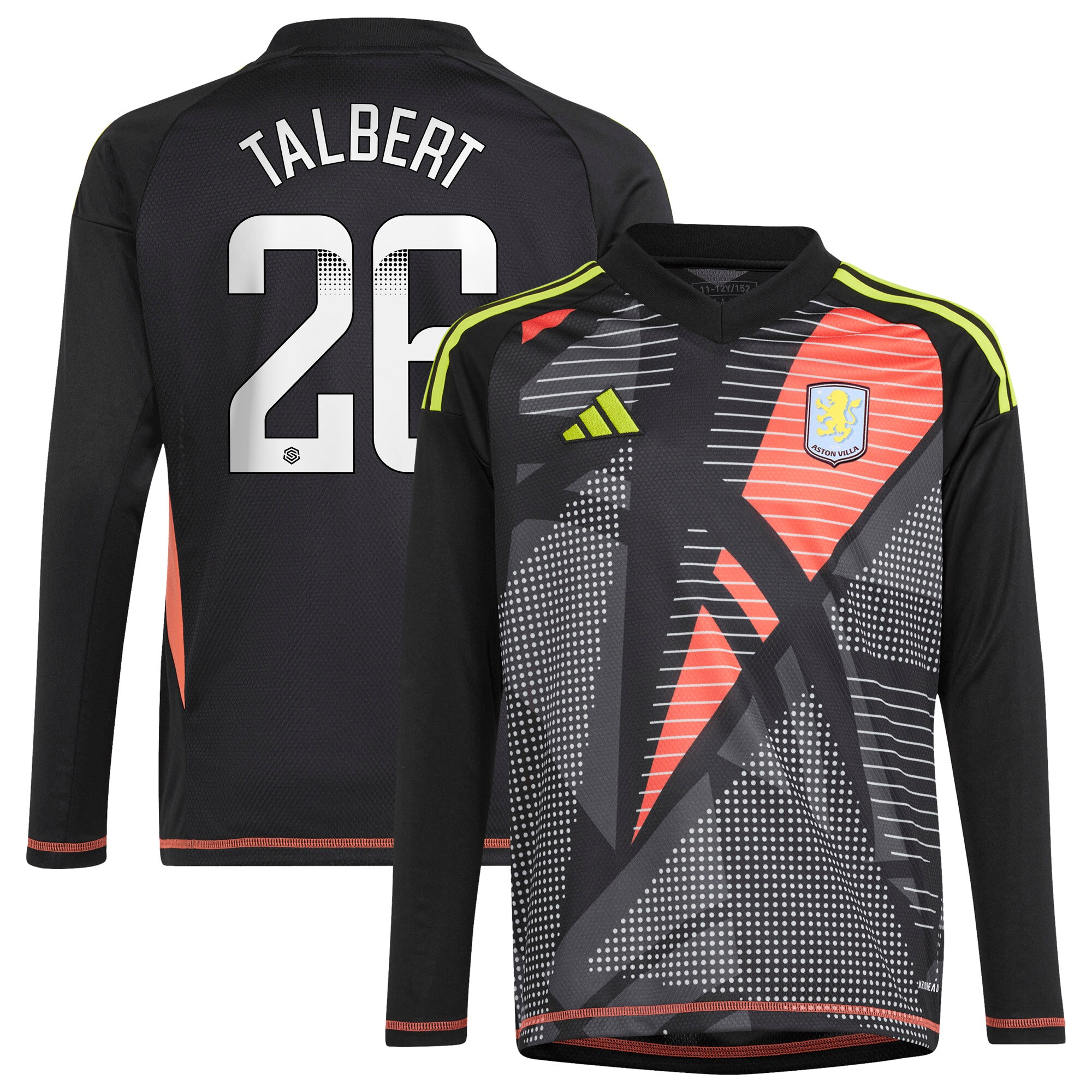 Aston Villa aston villa wsl adidas goalkeeper shirt 2024-25 – long sleeve – kids with talbert 26 printing Collection | AVFC Jerseys & Fan Gear