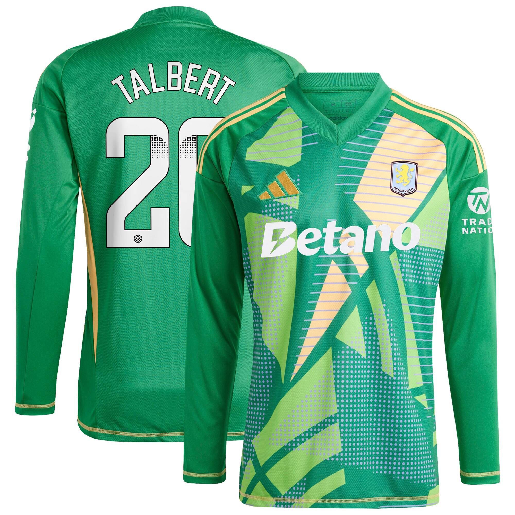 Aston Villa aston villa wsl adidas goalkeeper shirt 2024-25 – long sleeve with talbert 26 printing 202849399 Collection | AVFC Jerseys & Fan Gear