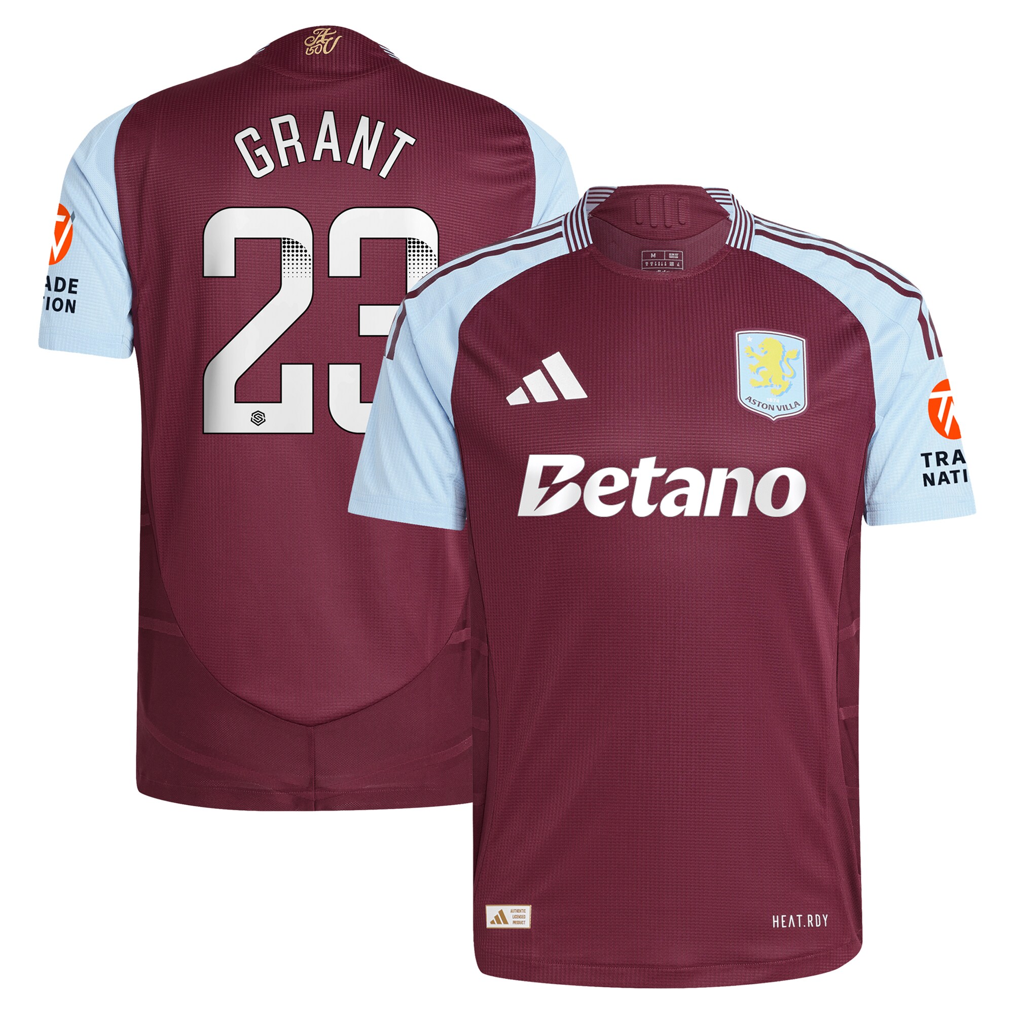 Aston Villa aston villa wsl adidas home authentic shirt 2024-25 with grant 23 printing Collection | AVFC Jerseys & Fan Gear