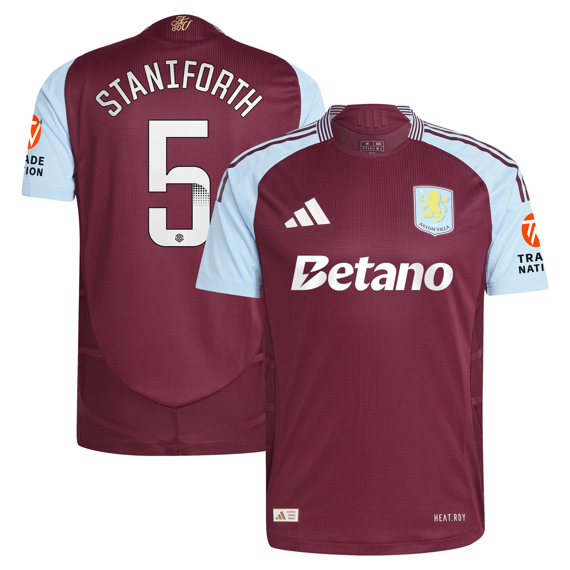 Aston Villa aston villa wsl adidas home authentic shirt 2024-25 with staniforth 5 printing Collection | AVFC Jerseys & Fan Gear