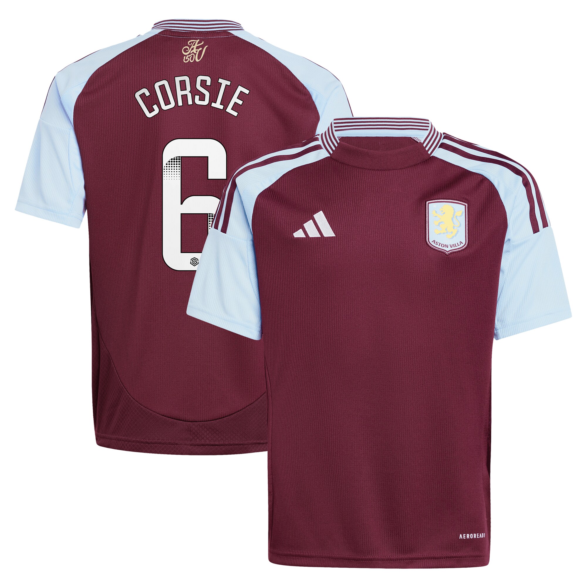 Aston Villa aston villa wsl adidas home shirt 2024-25 – kids with corsie 6 printing Collection | AVFC Jerseys & Fan Gear