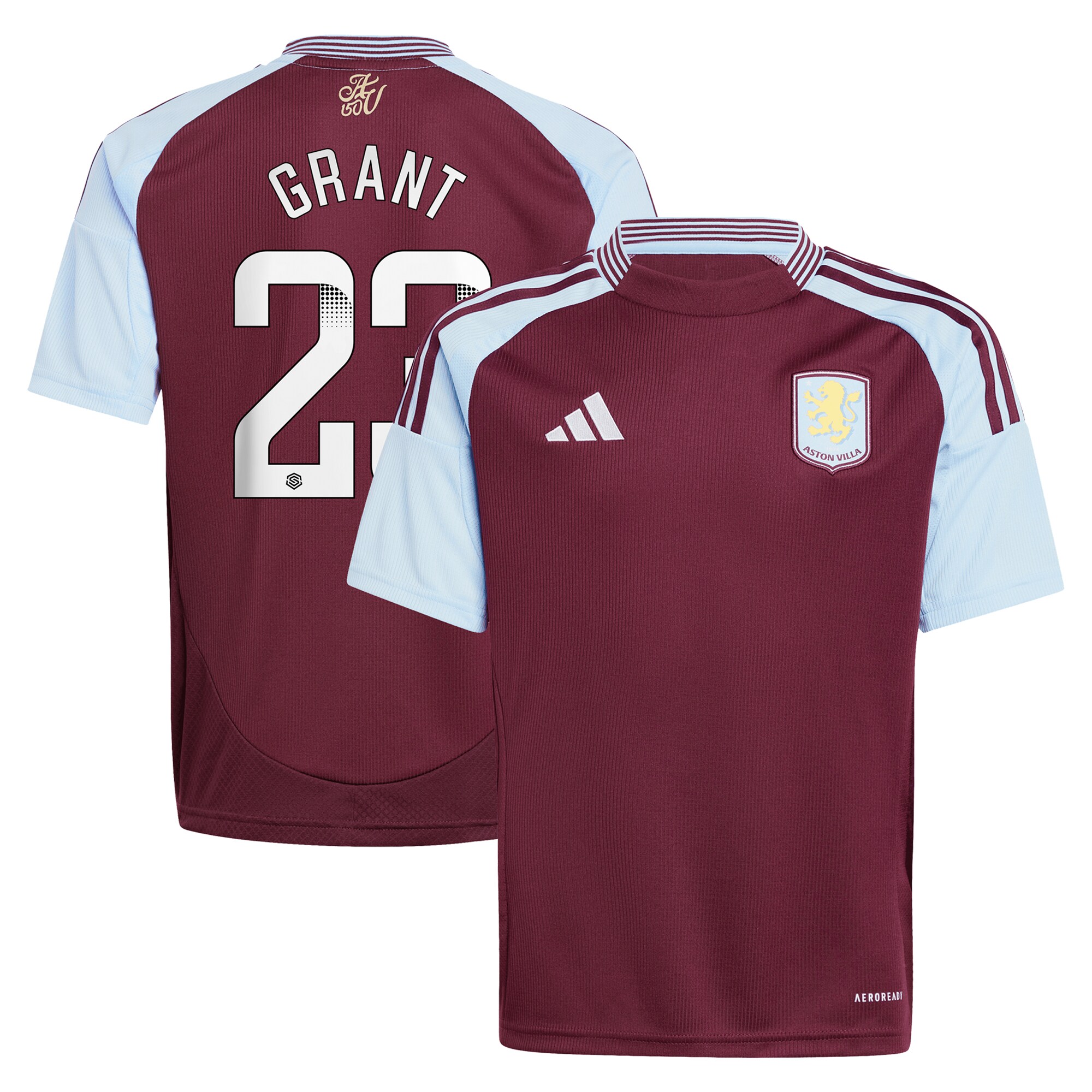 Aston Villa aston villa wsl adidas home shirt 2024-25 – kids with grant 23 printing Collection | AVFC Jerseys & Fan Gear