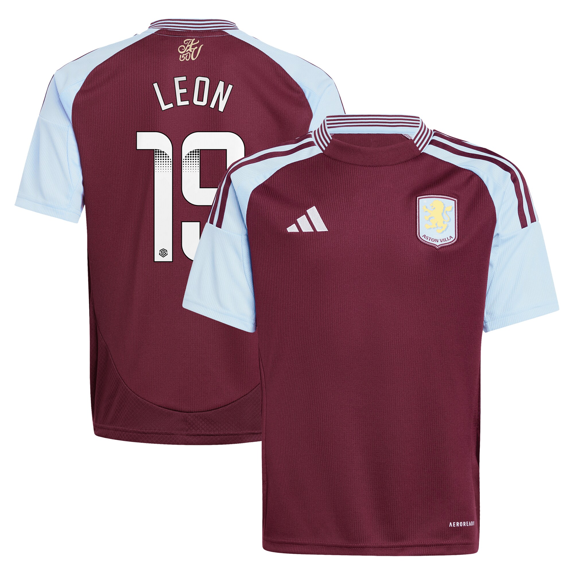 Aston Villa aston villa wsl adidas home shirt 2024-25 – kids with leon 19 printing Collection | AVFC Jerseys & Fan Gear