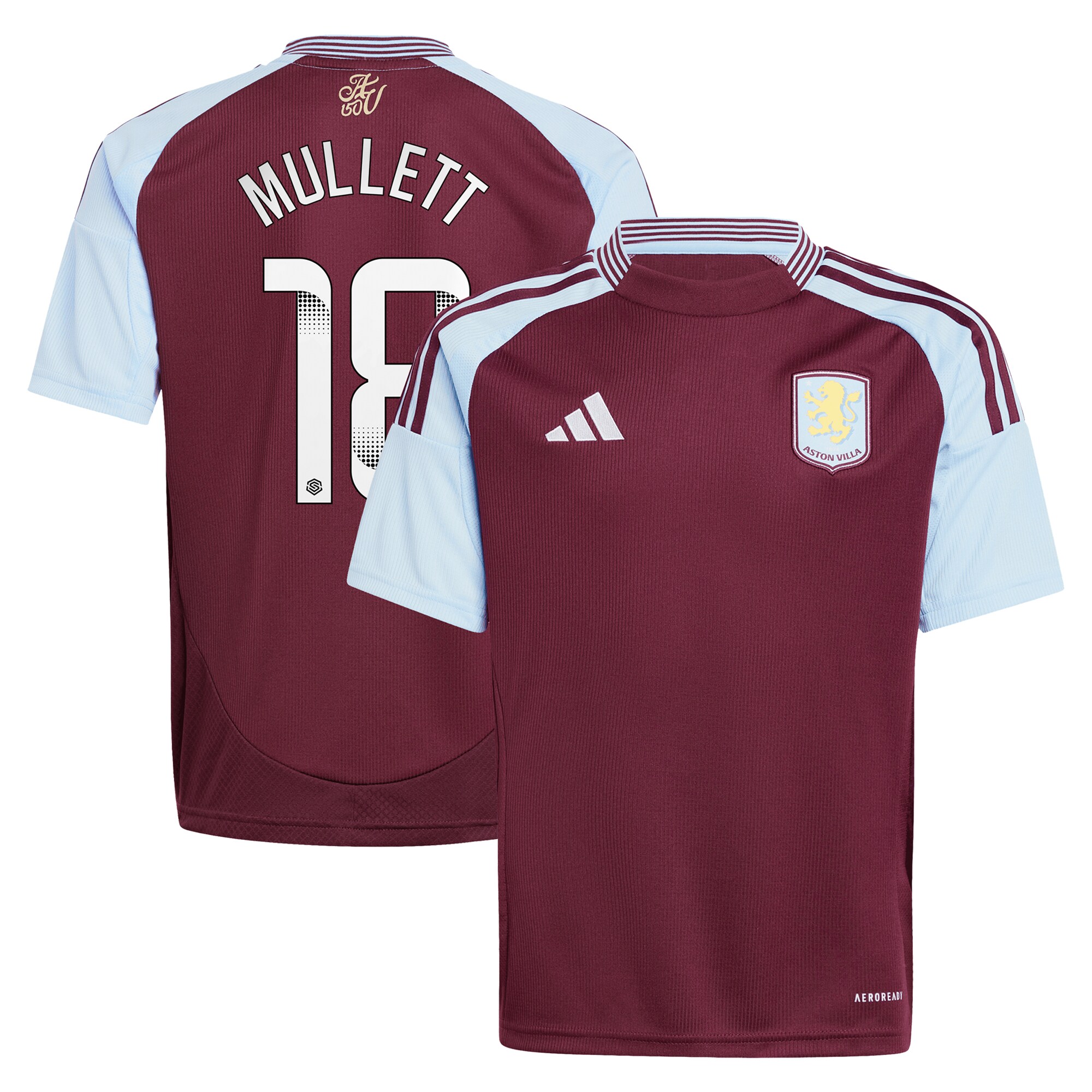 Aston Villa aston villa wsl adidas home shirt 2024-25 – kids with mullett 18 printing Collection | AVFC Jerseys & Fan Gear