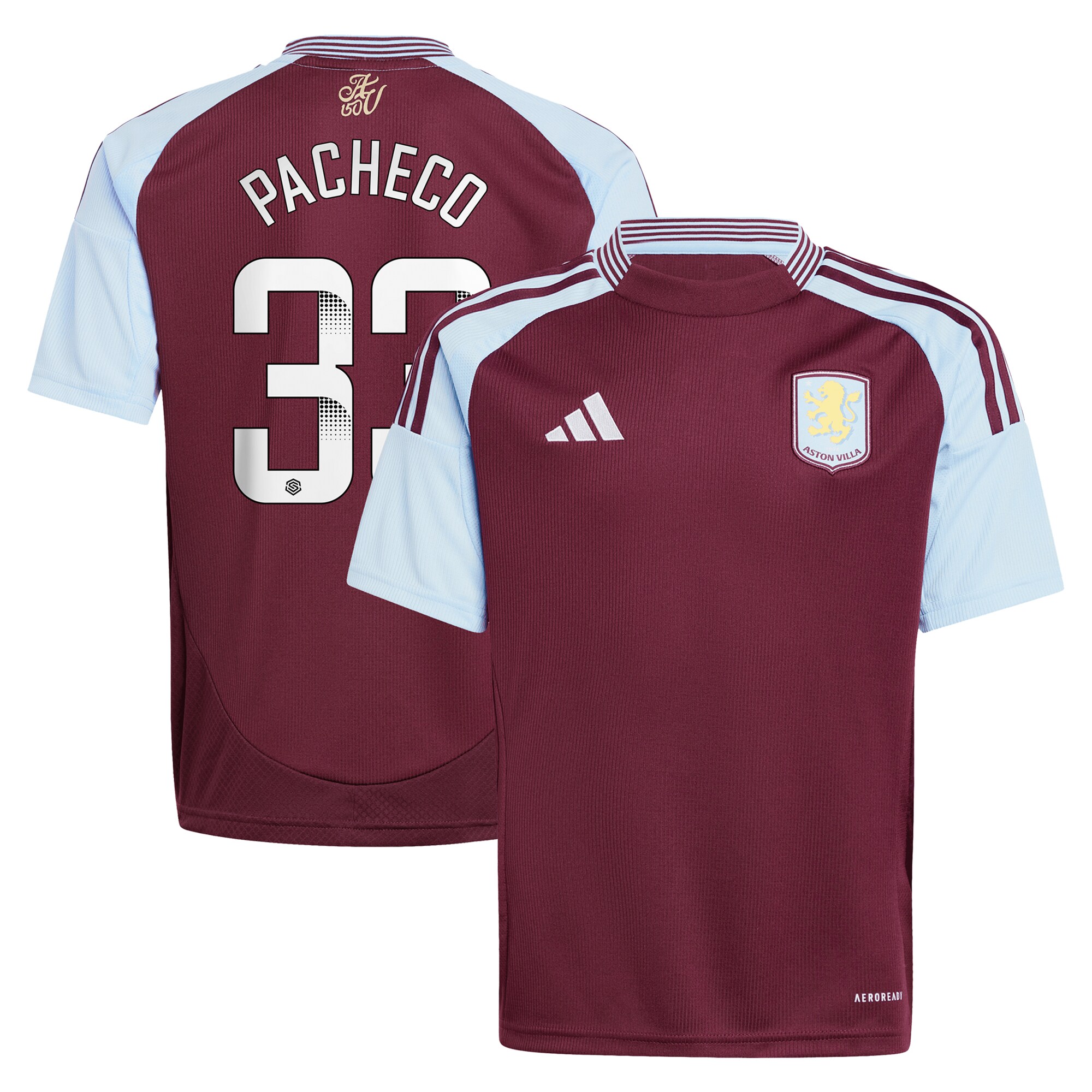 Aston Villa aston villa wsl adidas home shirt 2024-25 – kids with pacheco 33 printing Collection | AVFC Jerseys & Fan Gear