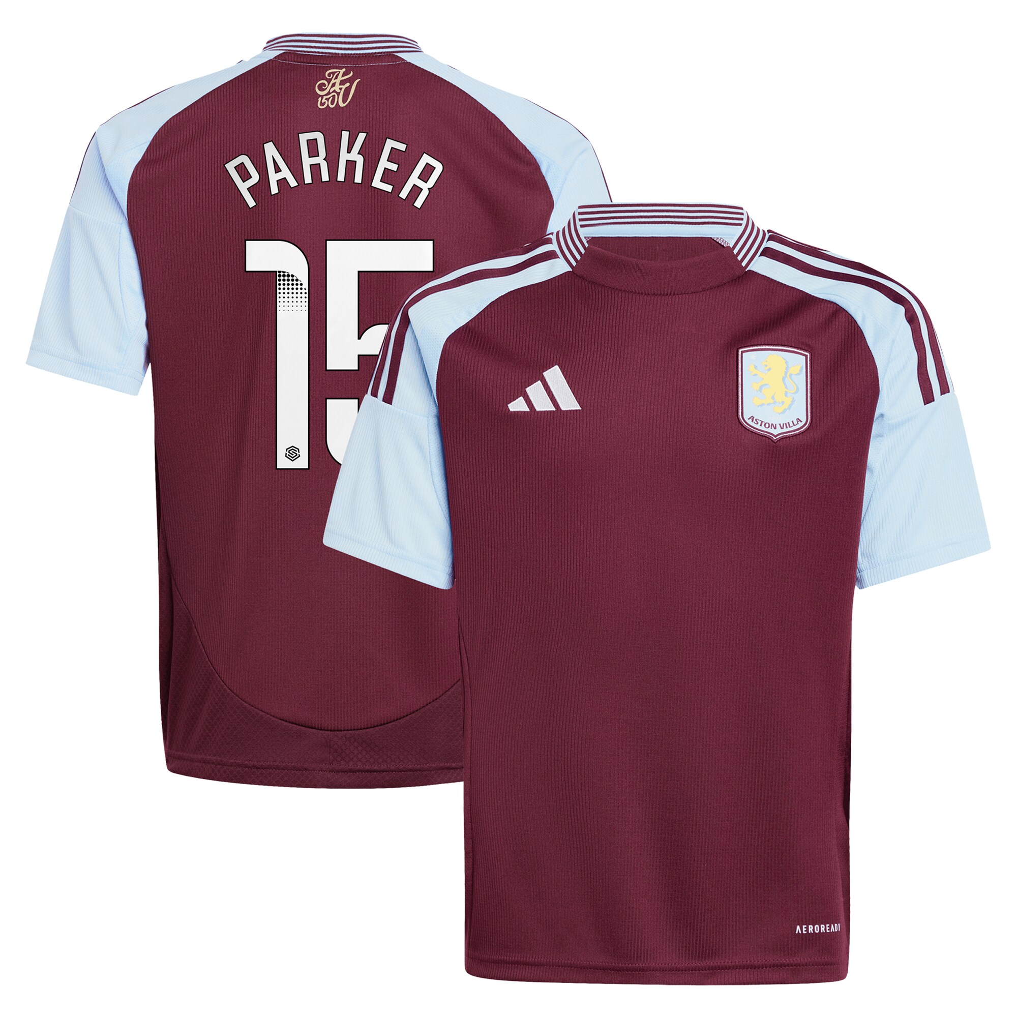 Aston Villa aston villa wsl adidas home shirt 2024-25 – kids with parker 15 printing Collection | AVFC Jerseys & Fan Gear