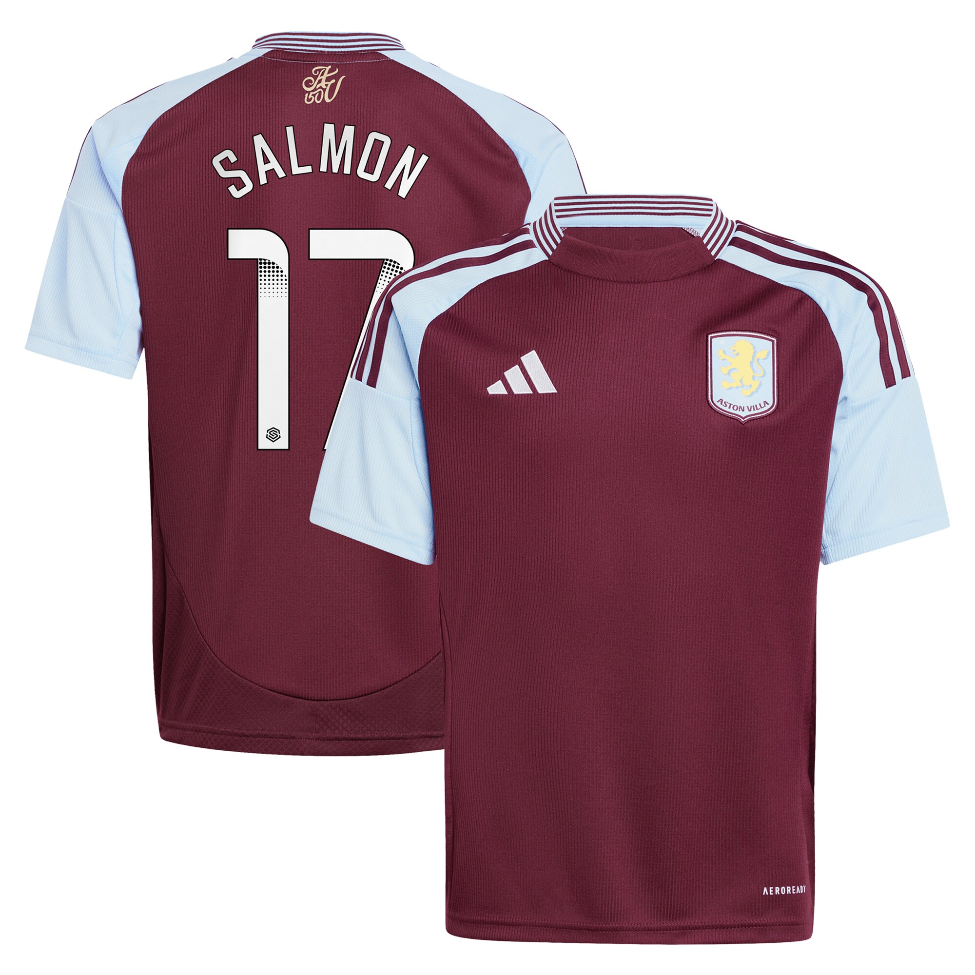 Aston Villa aston villa wsl adidas home shirt 2024-25 – kids with salmon 17 printing Collection | AVFC Jerseys & Fan Gear