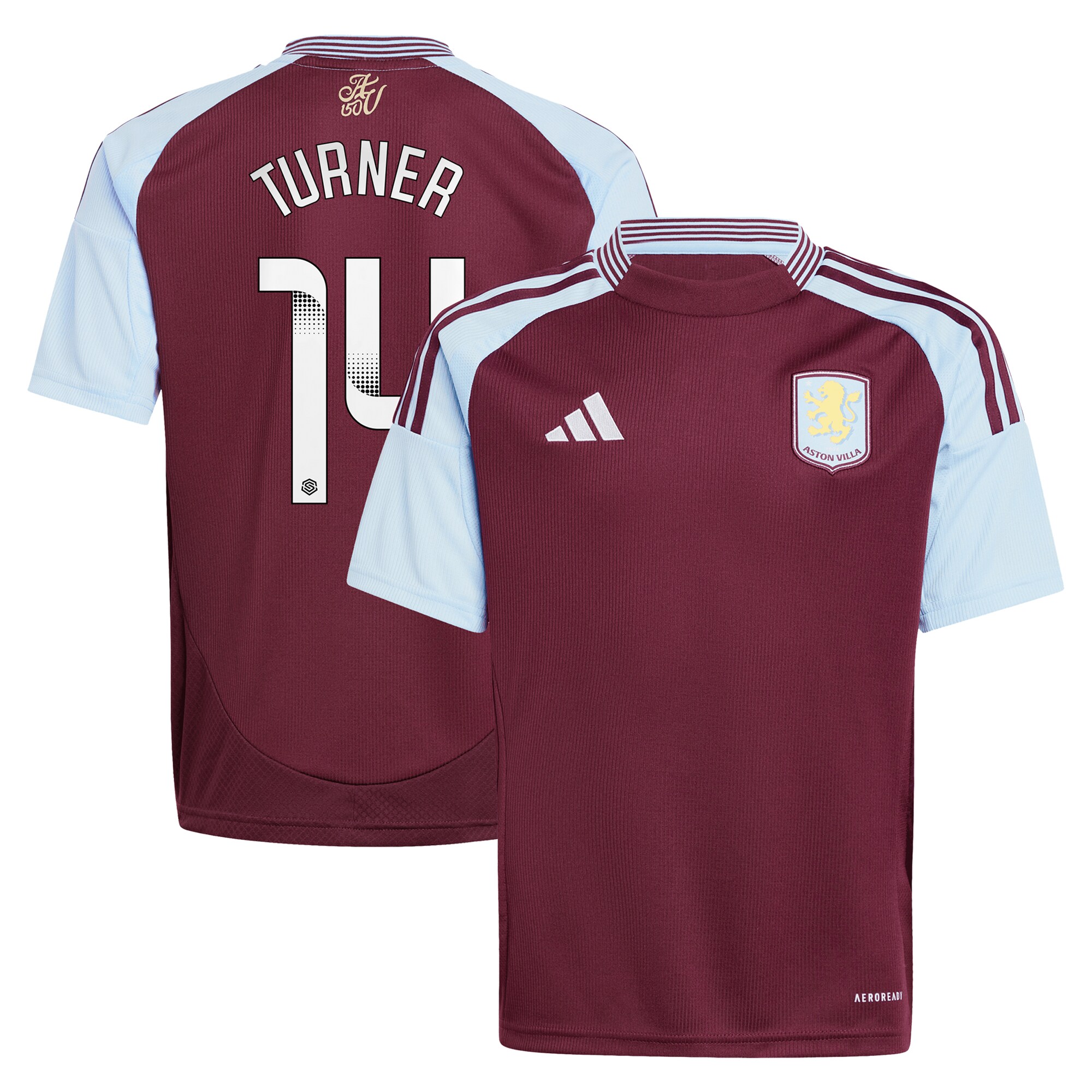 Aston Villa aston villa wsl adidas home shirt 2024-25 – kids with turner 14 printing Collection | AVFC Jerseys & Fan Gear