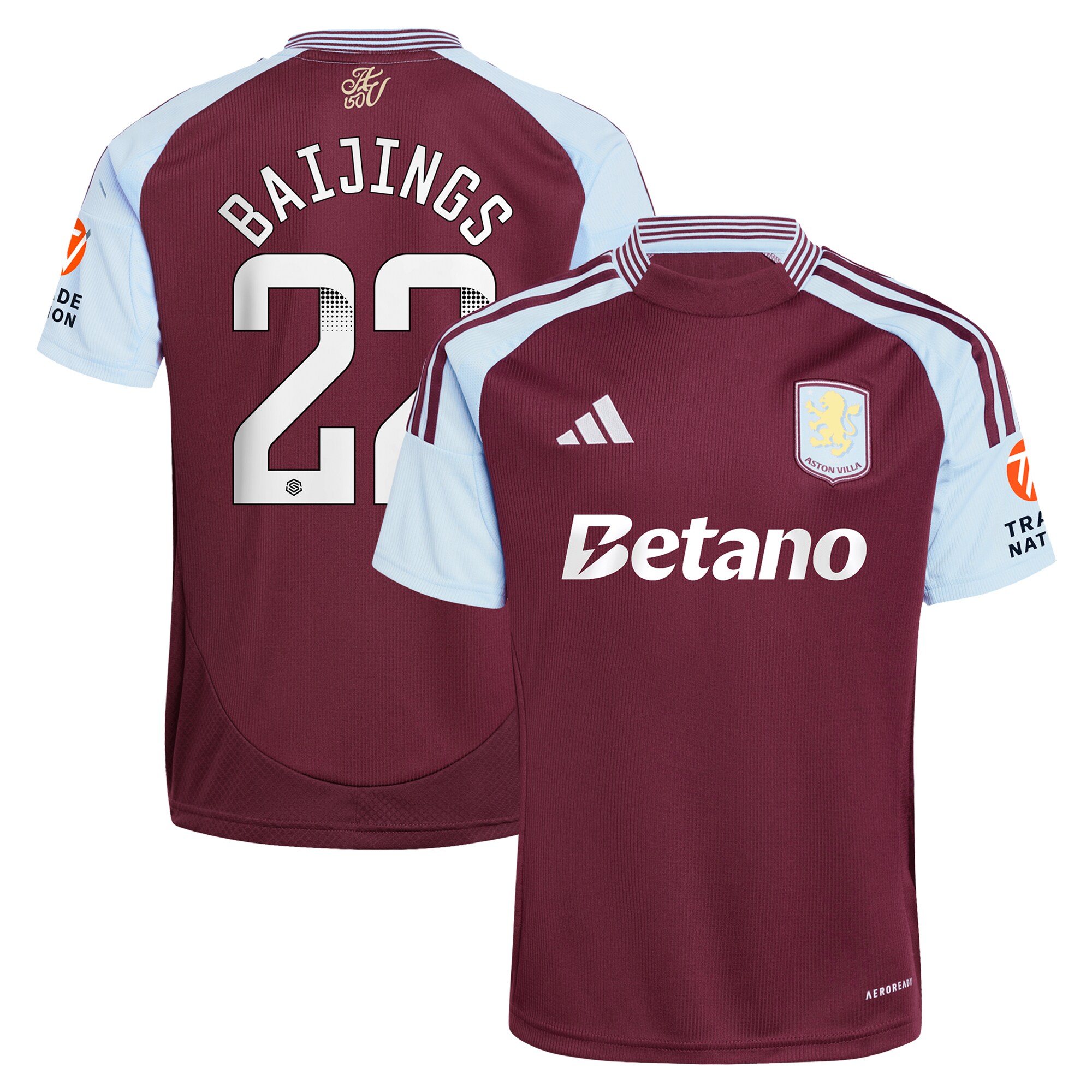 Aston Villa aston villa wsl adidas home shirt 2024-25 with baijings 22 printing Collection | AVFC Jerseys & Fan Gear