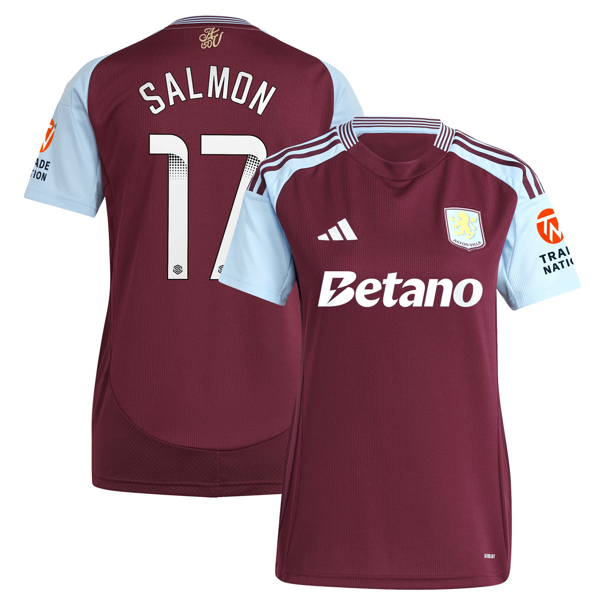 Aston Villa aston villa wsl adidas home shirt 2024-25 – womens with salmon 17 printing Collection | AVFC Jerseys & Fan Gear